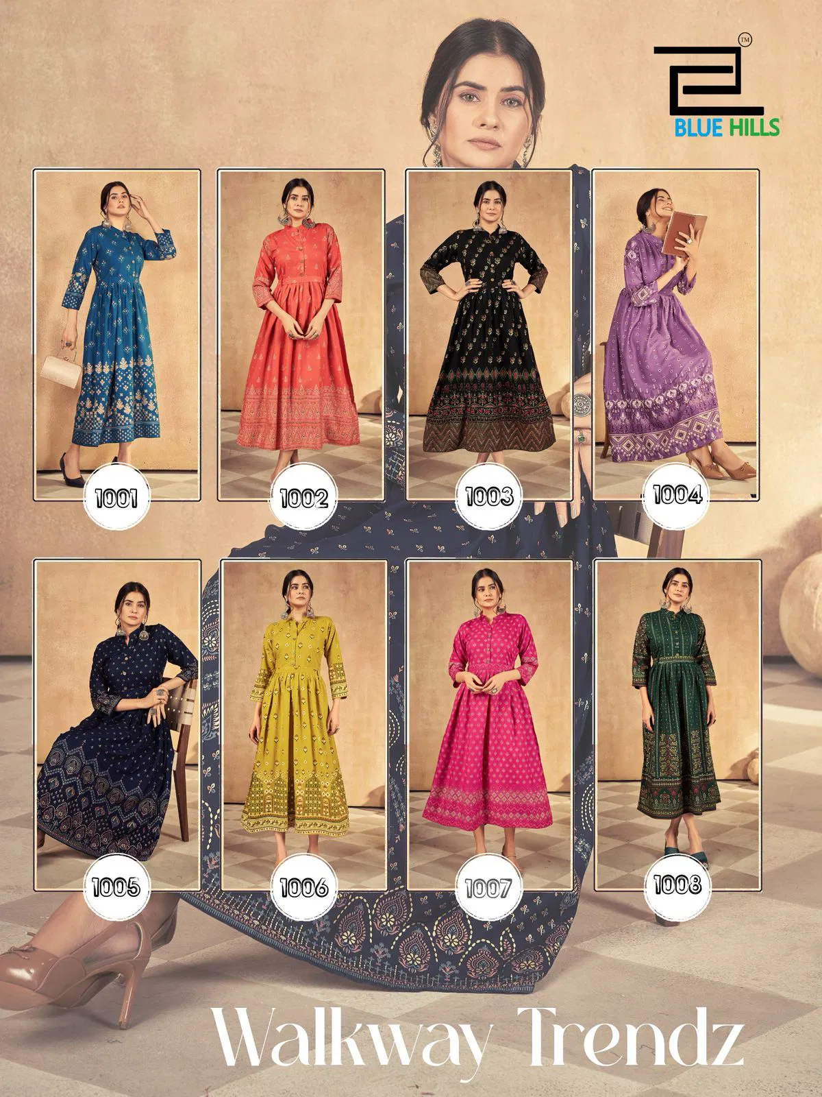 Walkway Trendz By Blue Hills Rayon Printed Gown Wholesalers In Delhi